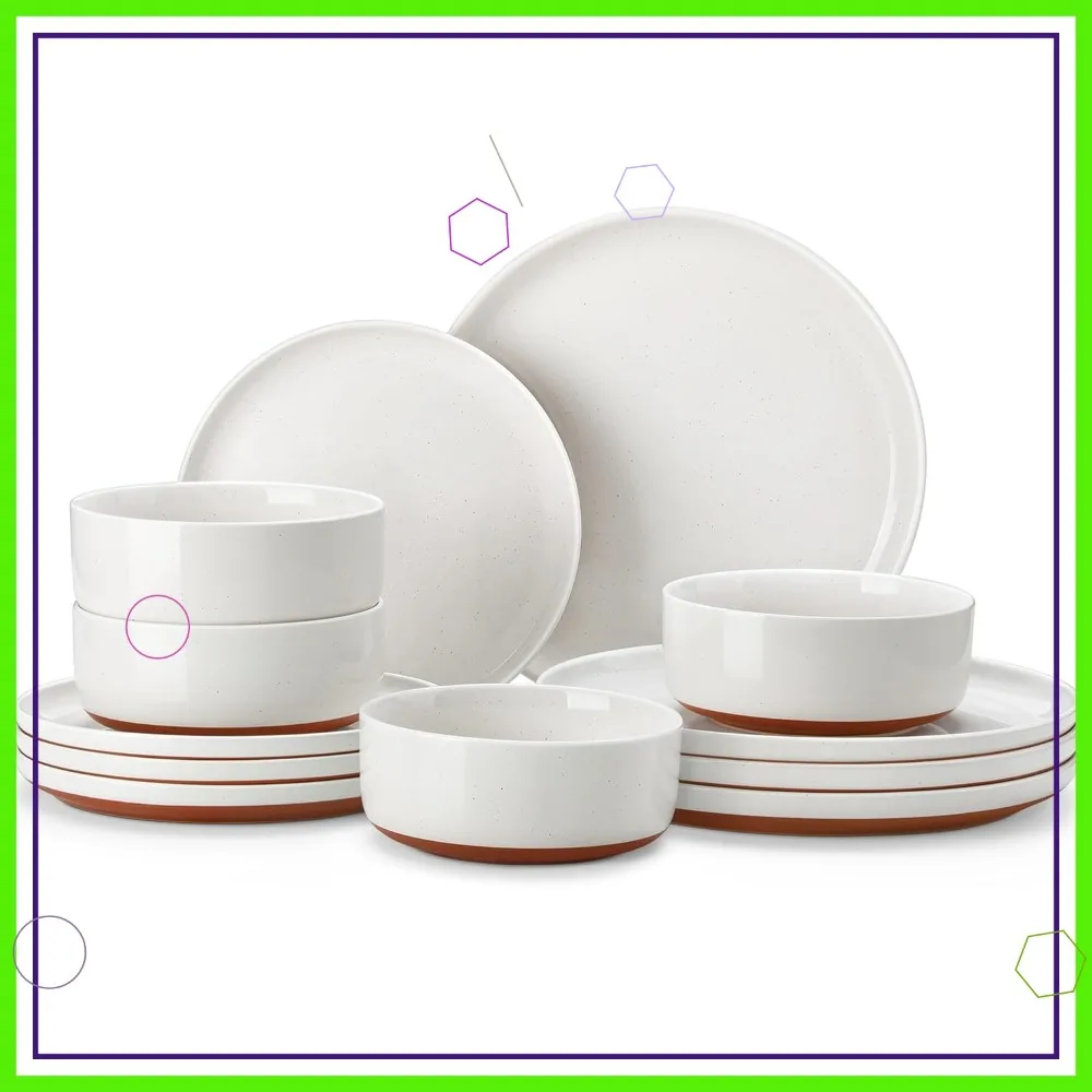 

Набор современной керамической посуды из 12 предметов на 4 персоны, белые тарелки и миски, пригодные для использования в микроволновой печи и посудомоечной машине