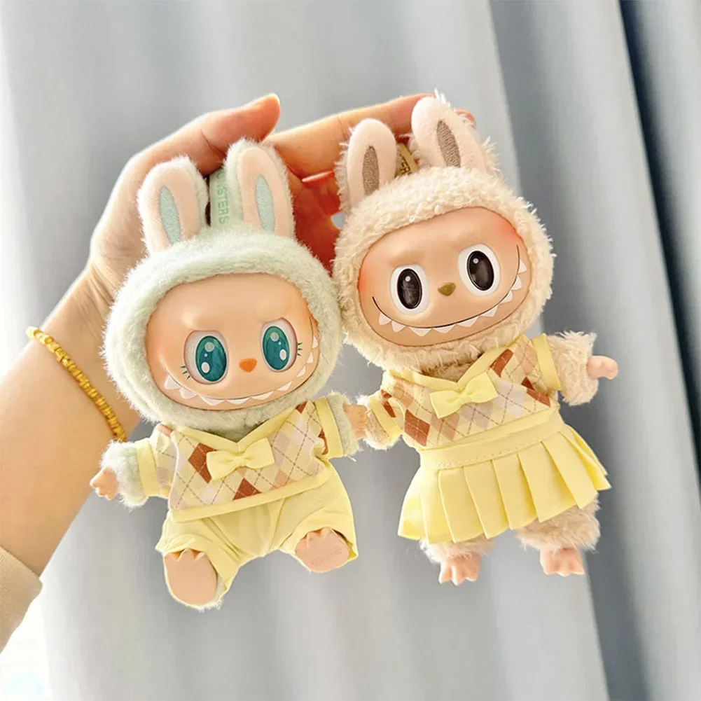 Mini Plush Doll'S Clothes Outfit Accessories For Korea Kpop Exo 15-17cm V1V2 Labubu Idol British couple JK suit Clothing Gift