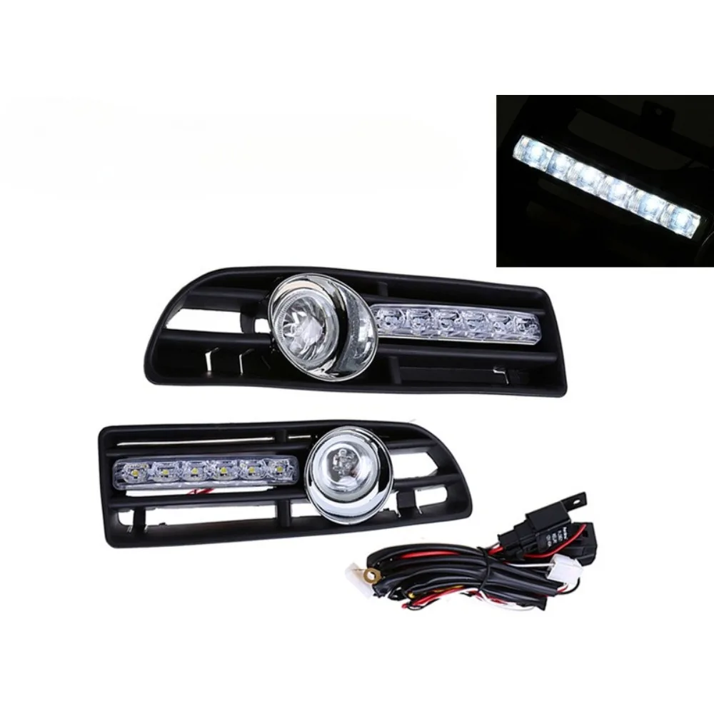 

For Volkswagen Bora Jetta 1999-2005 Modified Small Harpoon Daytime Running Light LED Fog Light Kit Grille Under The Net