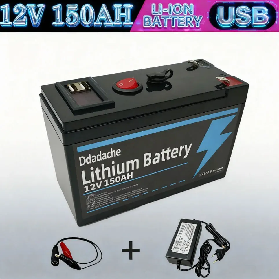 🎁 Batterie rechargeable au lithium LiFePO4 12V 150Ah, 4000 cycles profonds, pour énergie solaire/éolienne, petit onduleur, éclairage, véhicules électriques