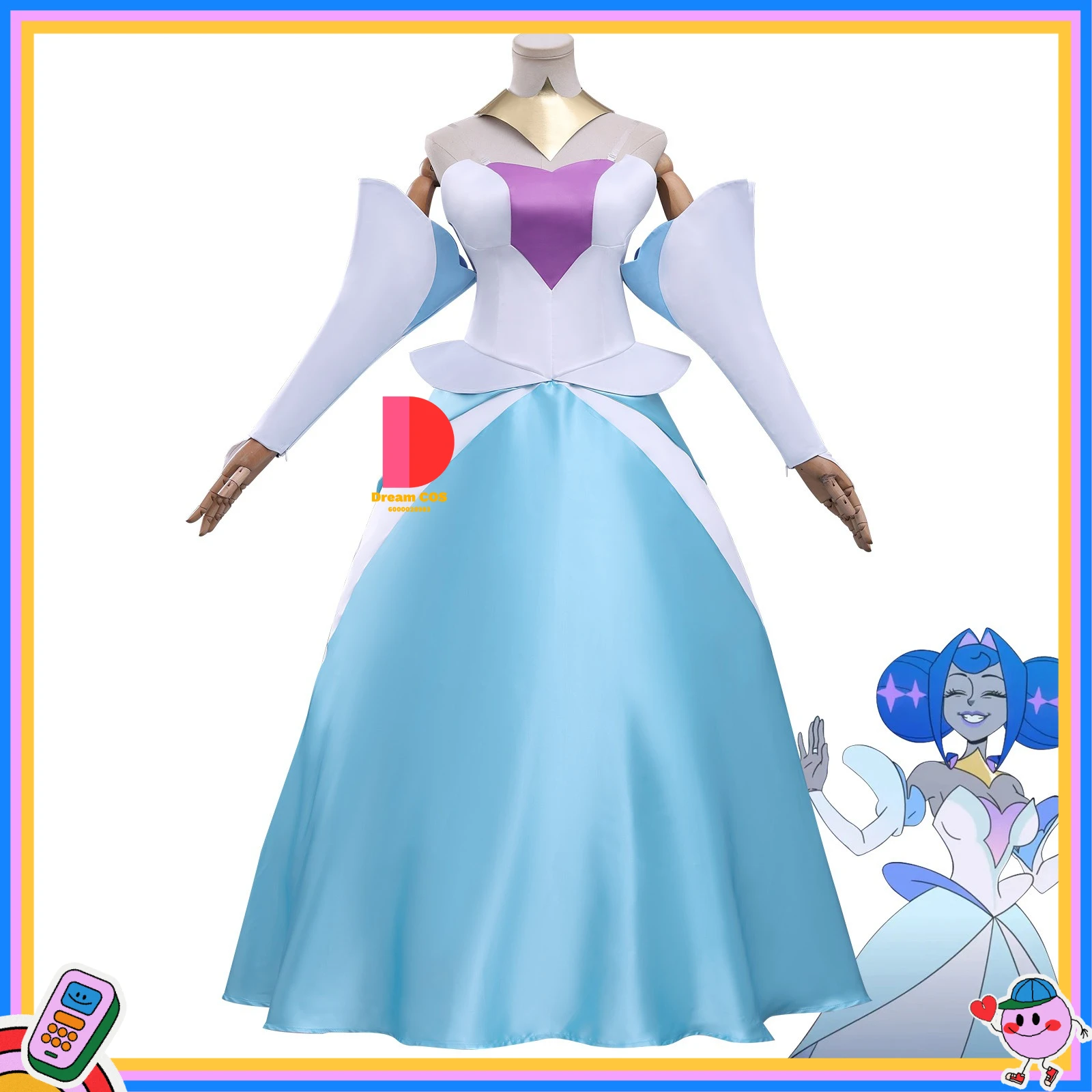 

Popular Anime Cosplay Costume Guinevere Role Playing Outfit Blue Cute Princess Dress Outfit for Women Halloween Comic Con Party