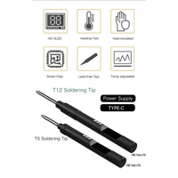 A20Q-1Set PTS200 V2 PD 100W Electric Solder Iron Fast Heating Tin Open Source Black For PD3.0 Firmware Upgrade , B2 Tip