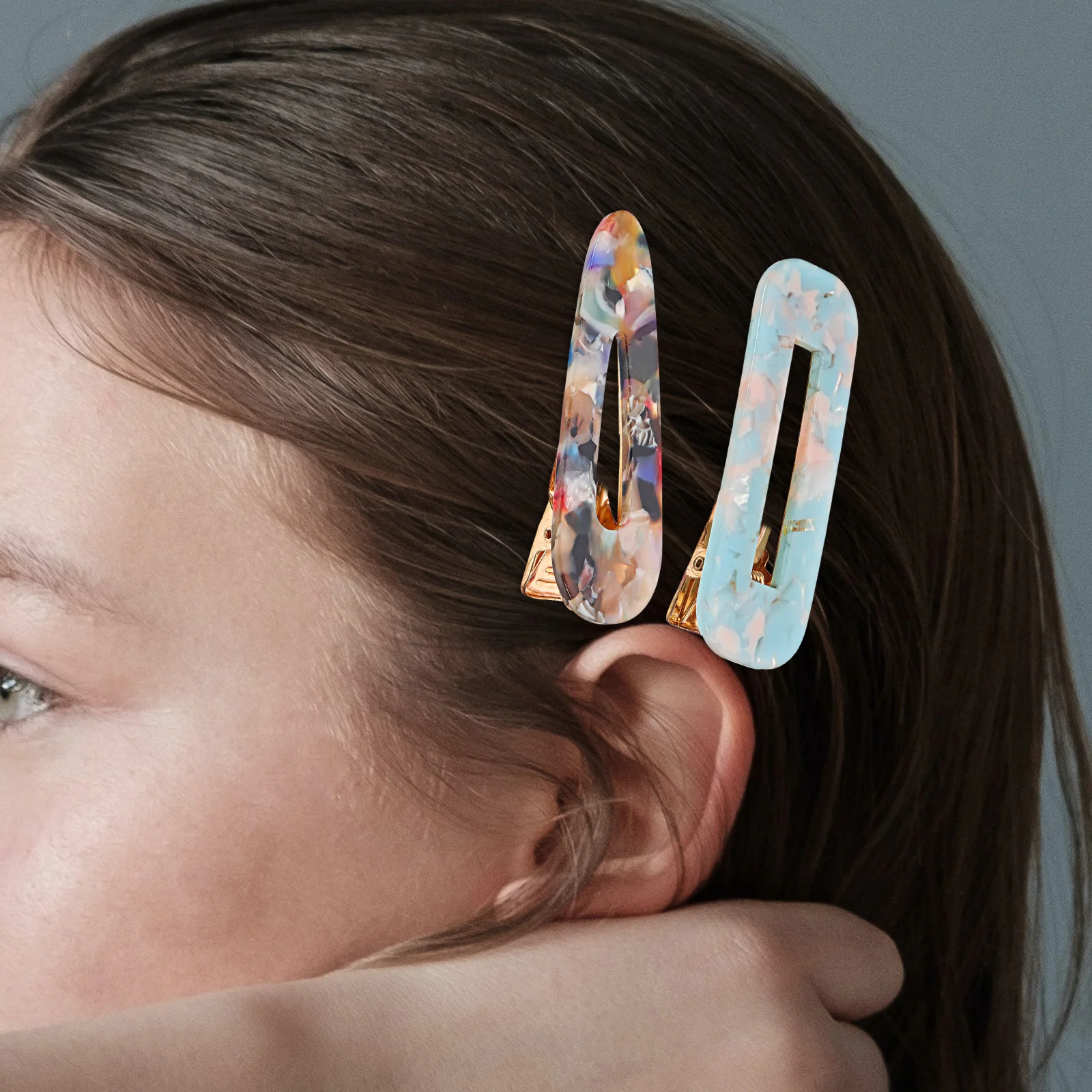 

2pcs Hair Clip Acetate Sheet Tiny Decorative Clips for Women Girls Smooth Styling Accessories Suitable for Thin Curly