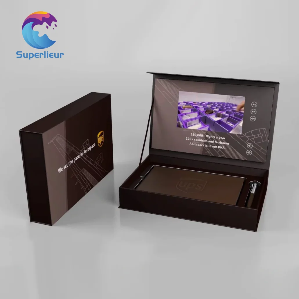 Superlieur HD 7.0 Inch LCD Display 1024x600 Resolution MP4 Video Smart Digital Packaging Boxes For Wedding Invitation Holiday