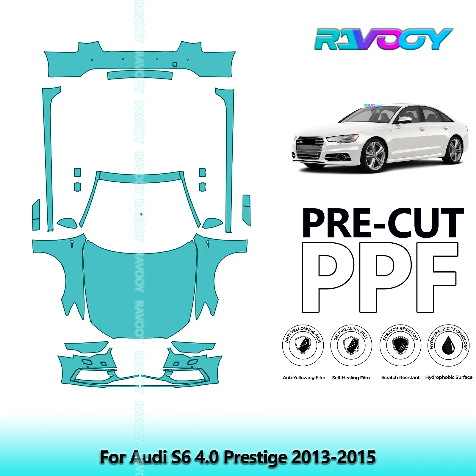 

Front Kit+Rockers+Rear Bumper Clear Bra Precut PPF Paint Protection Film For Audi S6 4.0 Prestige 2013-2015