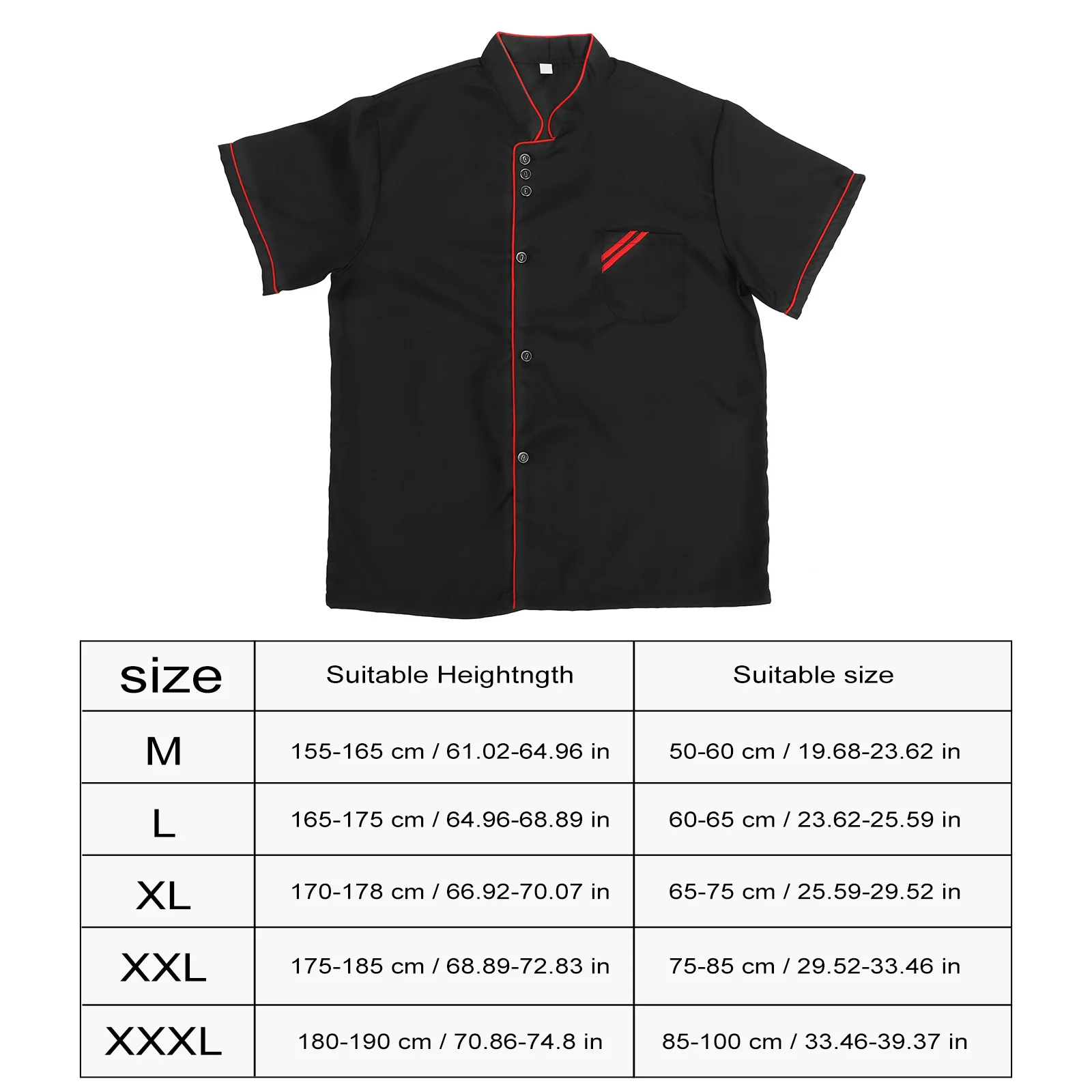 Short Sleeve Chef Shirt Black Xxxl Breathable Catering Uniform Restaurant Hotel Kitchen Workwear Clothing