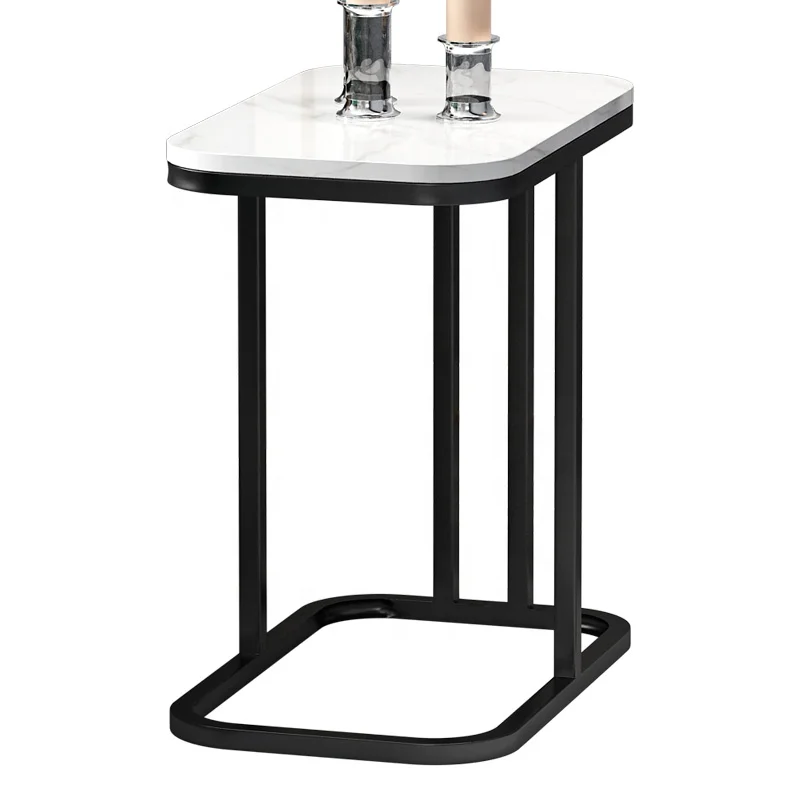 

Nordic Simple Marble Top Steady Metal Frame Black Corner End Table Coffee Tables Small Square Side Tables For Living Room