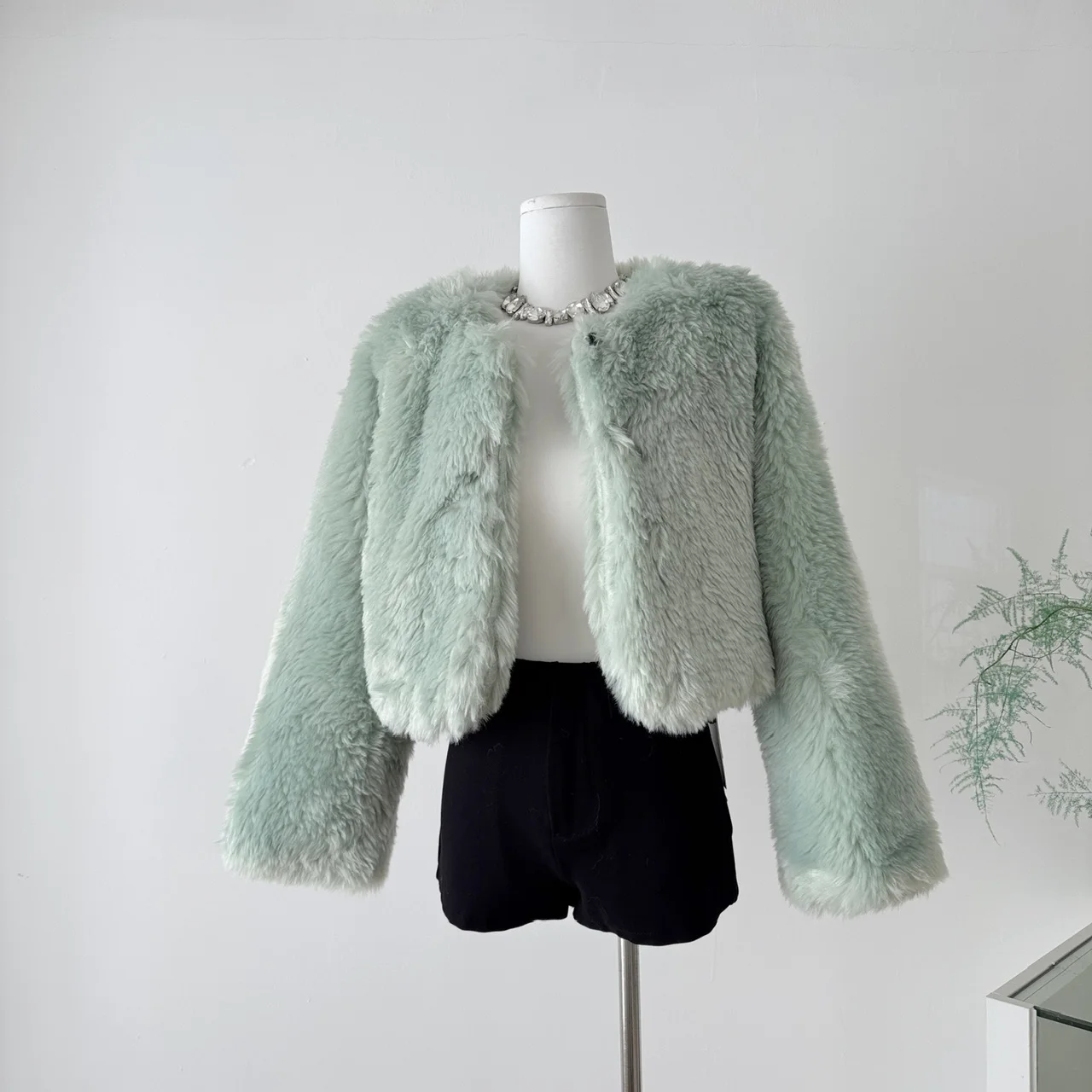 

Clothland Women Elegant Fur Jacket Long Sleeve Fashion Slim Female Chic Fashion Outwear Coats Mujer CB205