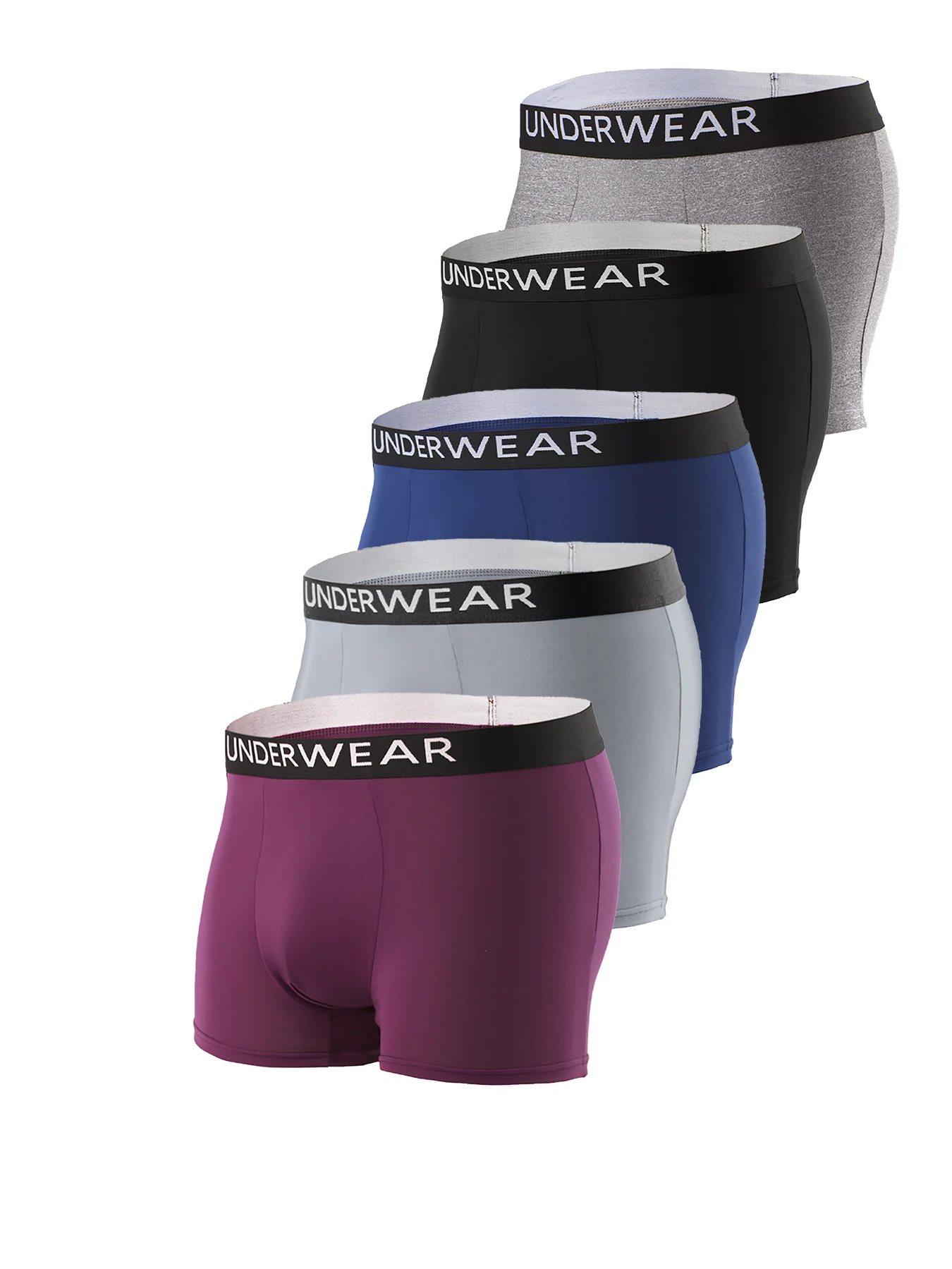 

Men's 5-Pack Boxer Briefs - "UNDERWEAR" Logo Waistband, Multi - Color Underwear Set