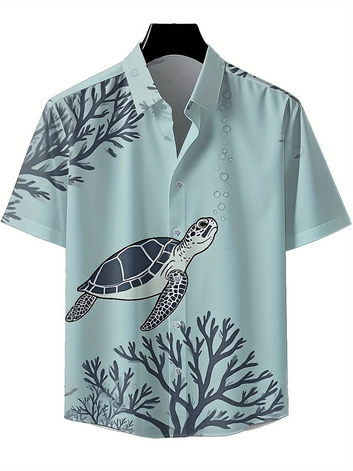 قمصان هاواي مقاس كبير للرجال بنمط السلحفاة والمرجان، قمصان ألوها للجنسين، جديدة في الصيف، ملابس الشارع