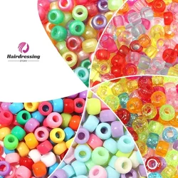 200Pcs Hair Beads Beading Kits for Kids Hair Acrylic Rainbow Beads Elastic Rubber Bands for Braid for Hair Accessories