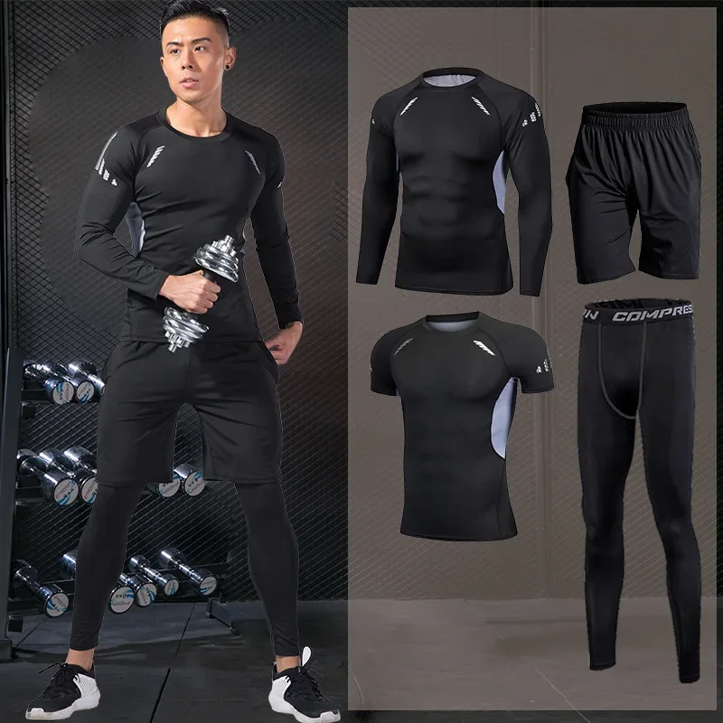 Compressione maschile abbigliamento sportivo tute palestra allenamento stretto abbigliamento allenamento Jogging Set sportivo Fitness tuta da corsa