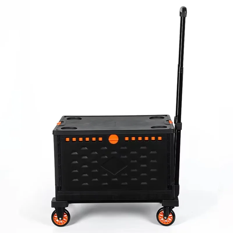 Pshopping Storage Trolley Tabletop Use Luggage Foldable with Wheels Lightweigh2 Wheels Plastic for Moving Travel 90mm
