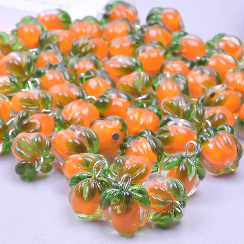 5Pcs/Lot Mix Styles Glass Fruit  Strawberry Peach Charms Diy Vegetable Eggplant Sweet Potato Pendant Jewelry Accessories Finding