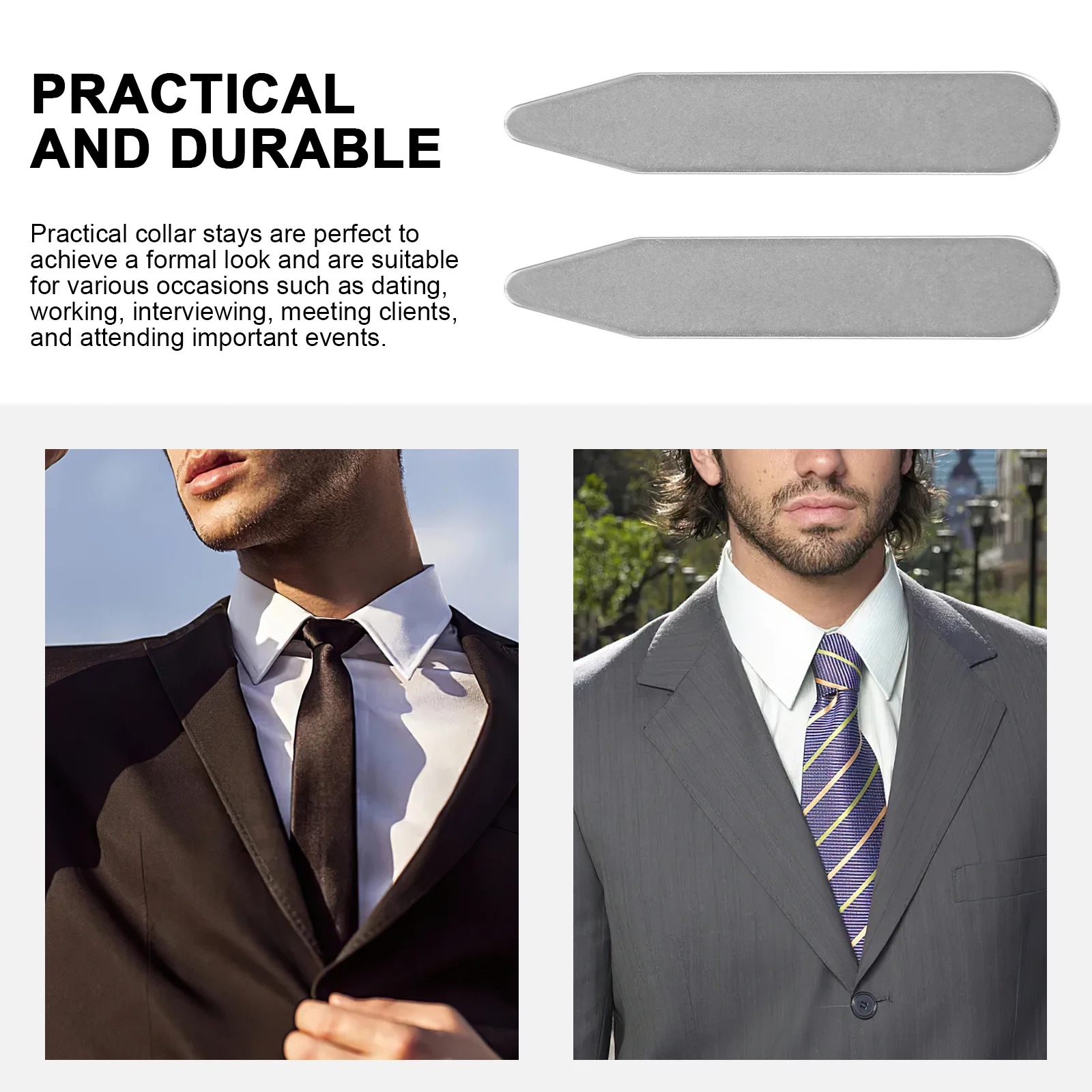 16Pcs Collar Stays for Men Dress Shirts Metal Shirt Collar Easy Use Maintain Shape Work Meeting Shirt Stays