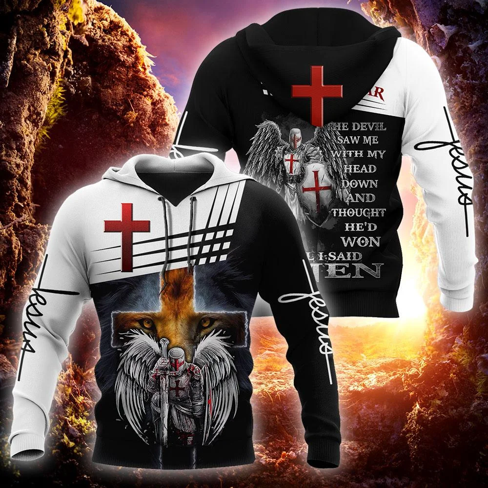 Men's Hoodie God Print Jesus Cross Spring and Autumn Casual Pullover Long Sleeve for Men High-quality Colorful Loose Low Price