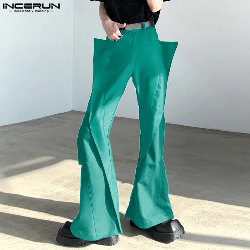 INCERUN Deconstructive Design Solid Color Long Pants 2024 Men Casual Cropped Elegant Simple Ninth Trousers Well Fitting Bottoms