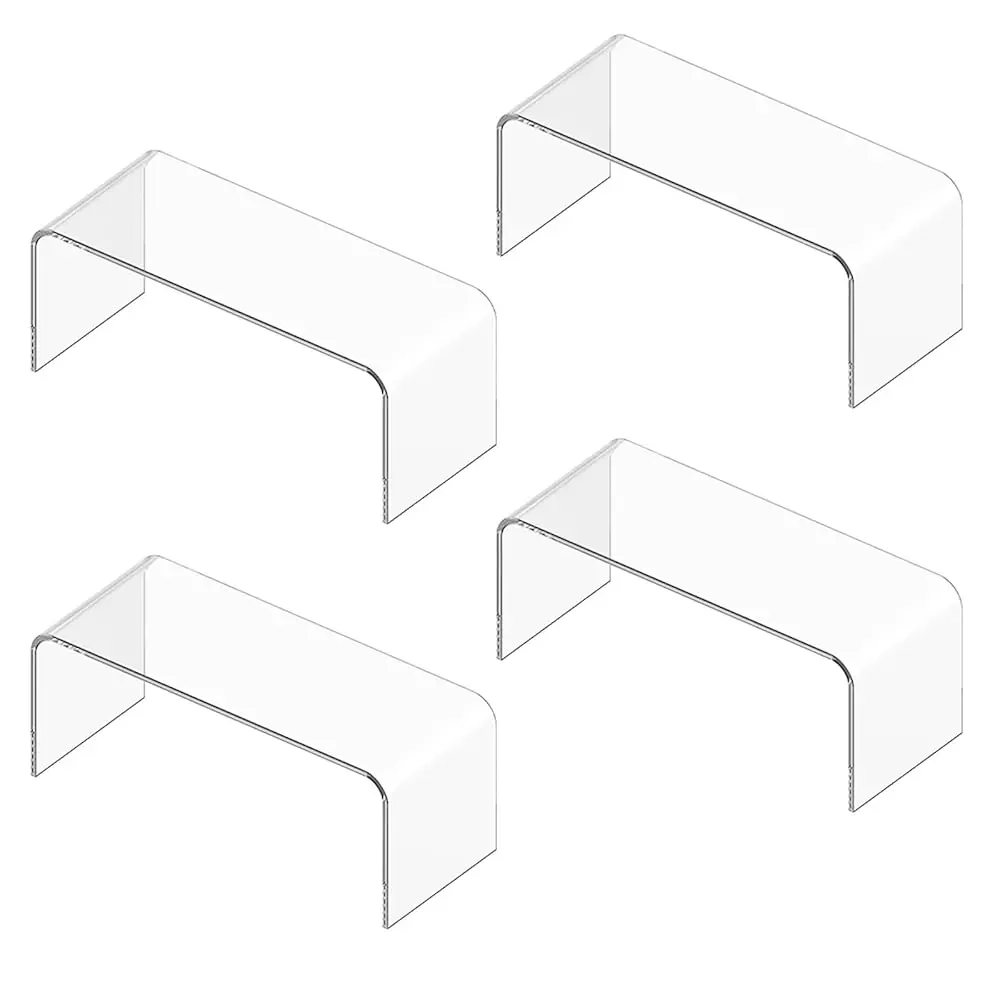 

4 Packs Kitchen Cabinet Shelf Organizer, Acrylic Clear Shelf Riser, 5Mm Thi Spice Ra For Dishes, Soda Cans And Cup（11.8 X 4.72