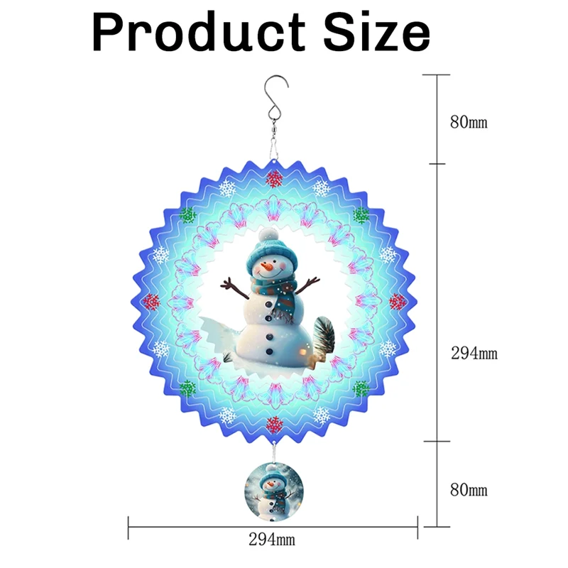 P4-Wind Spinners 3D، عيد الميلاد شنقا الرياح سبينر لزينة عيد الميلاد، 12 بوصة ساحة الفن زينة هدايا عيد الميلاد #6