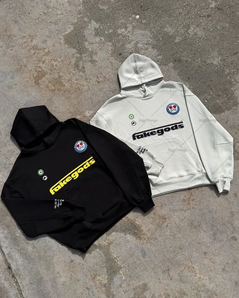 Harajuku Retro wzór w litery modna luźna bluza z kapturem męska główna moda uliczna odzież Casual bluza obszerna damska