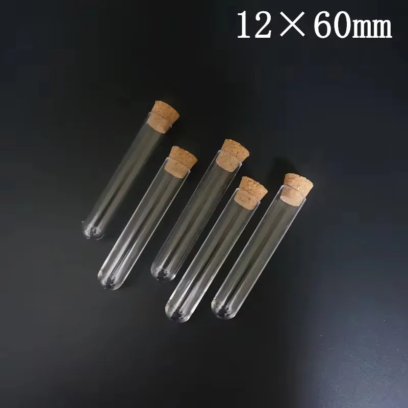 Test Tubes Length 60mm To 180mm Transparent Laboratory Clear Plastic With Corks Caps School Lab Supplies Wedding Favor Gift Tube