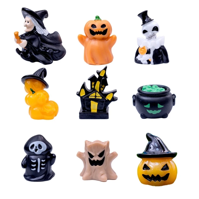 Set of 10 Miniature Halloween Figurine Ornaments for Scary Scene Desk Decoration Dropsale