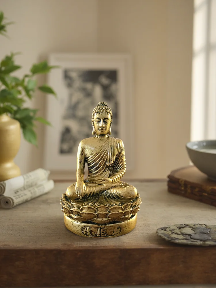 Statue de Bouddha Sakyamuni en Bronze de 10 cm, Figurines, Ornements, Artisanat en Résine, Sculpture de Bouddha pour la Méditation Feng Shui, Décoration pour la Maison et le Bureau