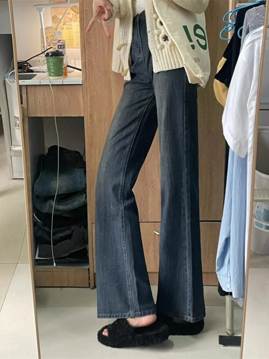 

Джинсы-колокольчики в американском стиле ретро с высокой талией, женские прямые широкие длинные брюки High Street Faion, новинка осени 2023 года