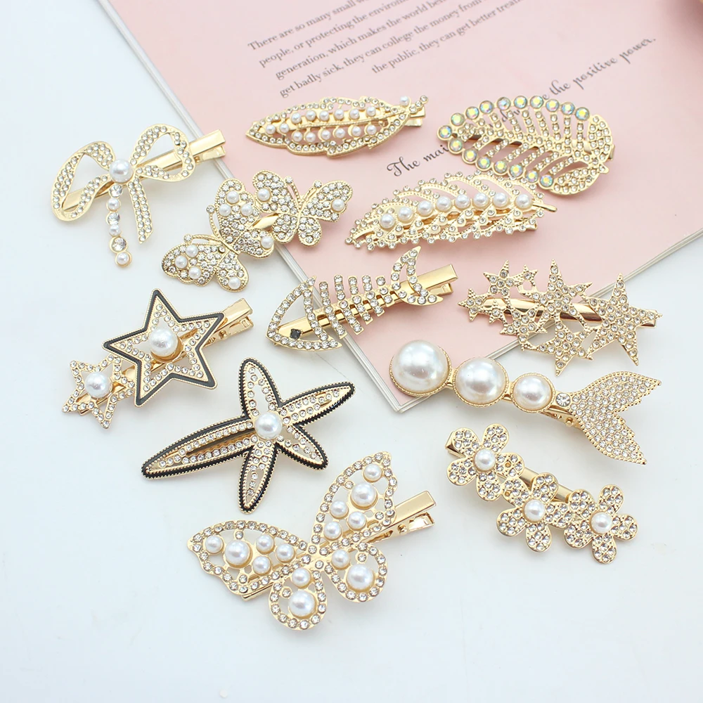 17 Styles Hair Clip Big Barrettes Bowknot Leaf Butterfly Flower Star Crystal Alligator Hairpin Headwear Fashion Jewelry Gift