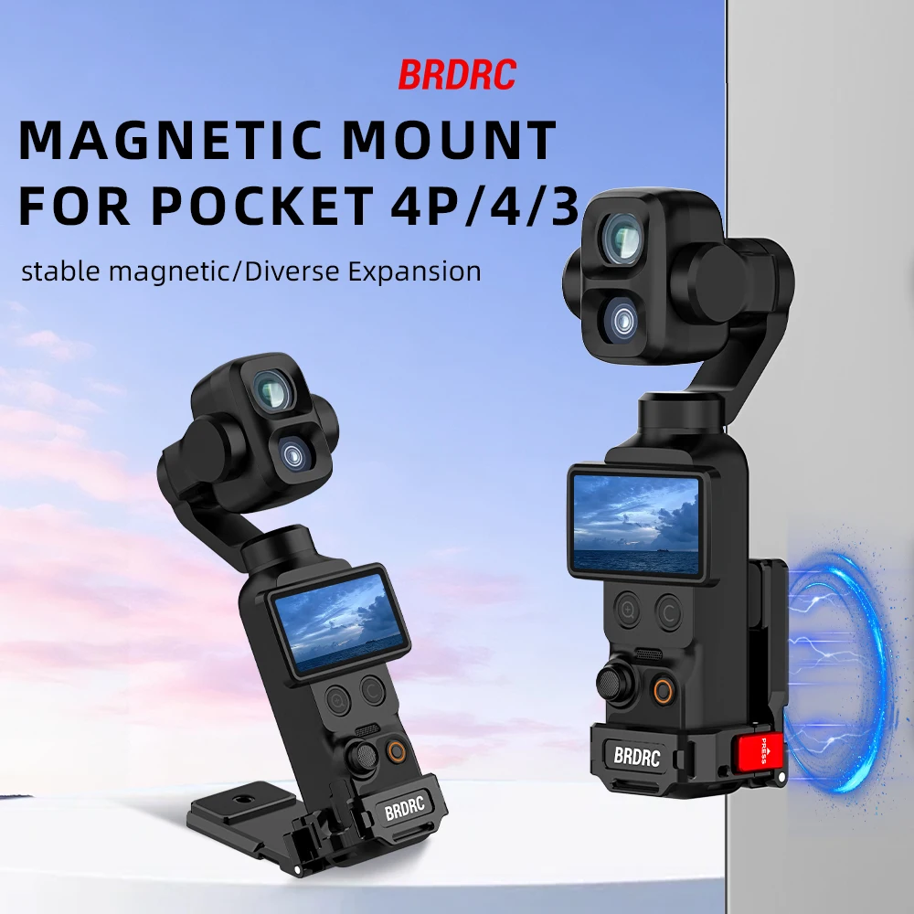 BRDRC Magnetische Halterung für DJI Pocket 4/4P/3 Metall-Verlängerungshalterung 1/4 Schraubenloch /2-Klauen-Adapter Fotografie-Zubehör – Detail 1