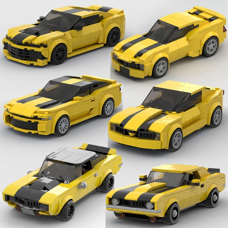 MOC Yellow Bumblebeeds Set Z28 1969 C8R Sports Car Building Blocks Speed Racing Vehicle Assemble Bricks Toys Gifts For Boys Kids