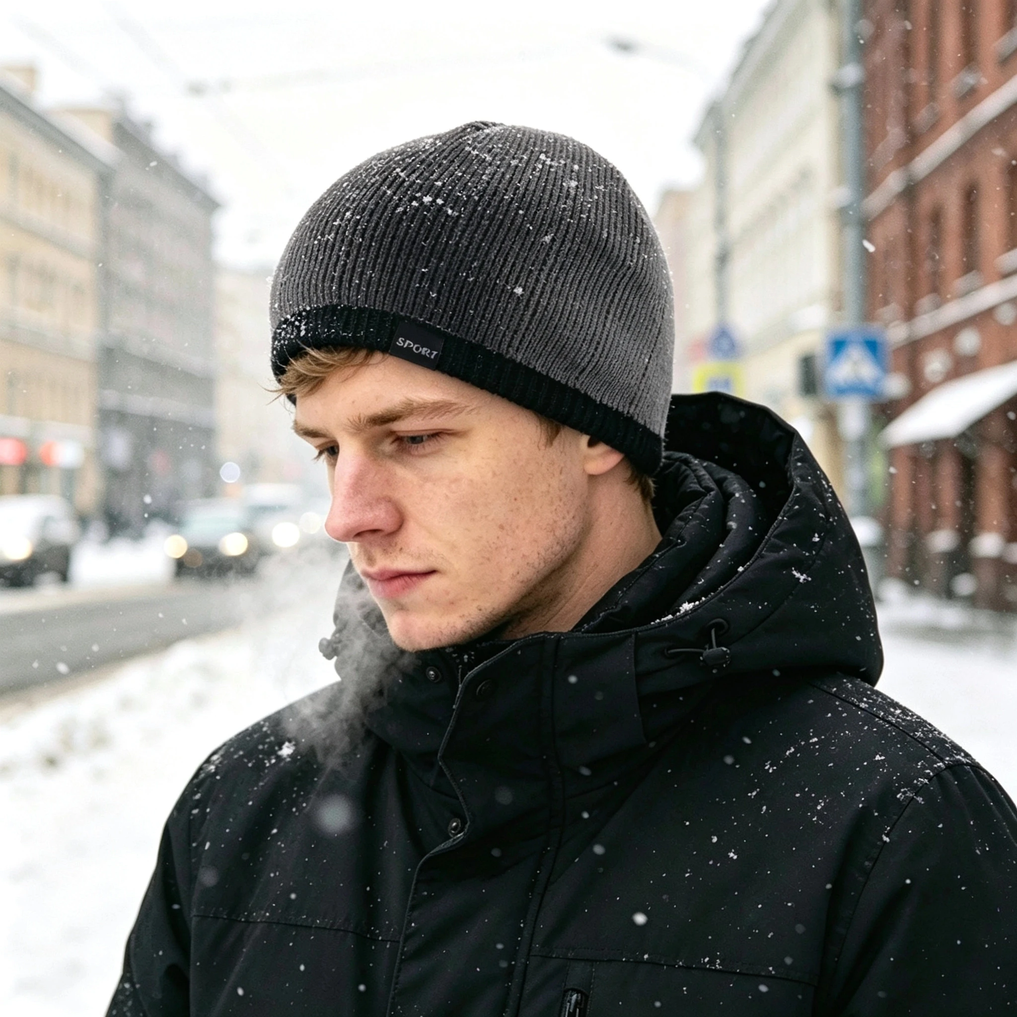 Men Winter Knitted Beanie Hat Fleece Lined Warm Skull Cap Elastic Soft Knit Hat Male Outdoor Ski Cycling Cold Weather Beanie