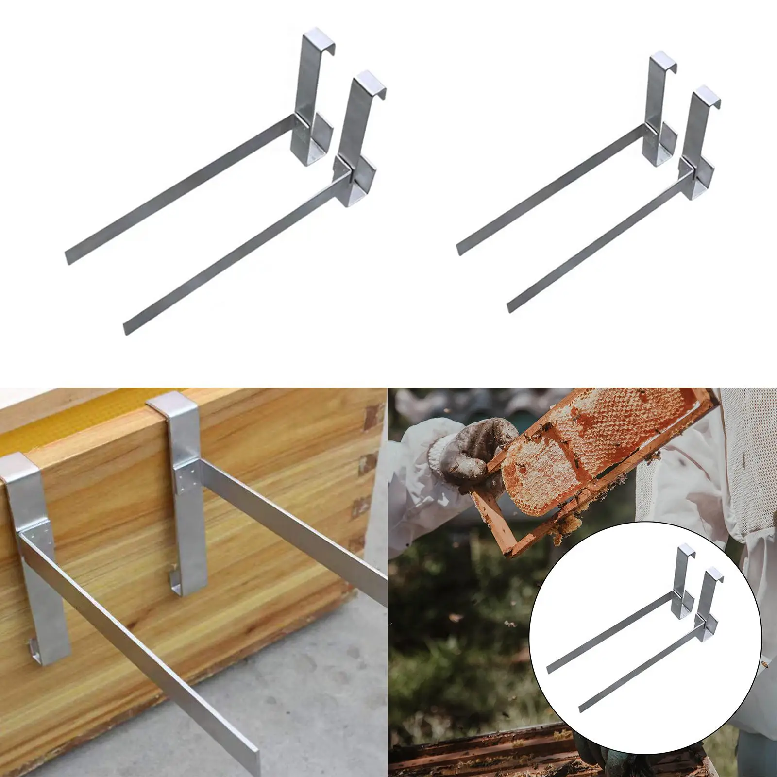 2 Pieces Beehive Frame Holder Silver Beehive Frame Perch for Beekeeper Home