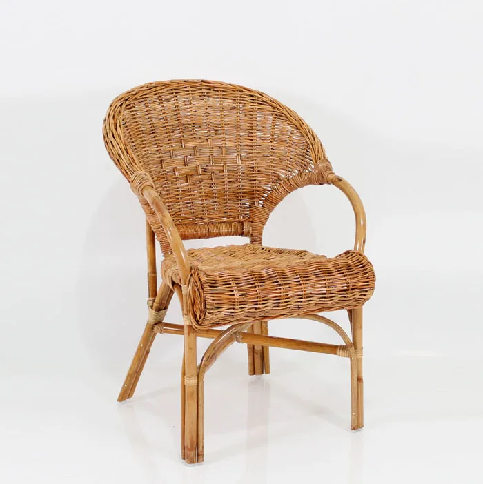 Natural Rattan Terrace Set Stackable Chair High Loadability for Indoor and Outdoor