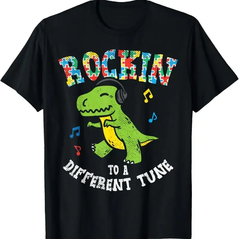Rockin To Different Tune T Rex Dance Autism Kid Boys Shirt