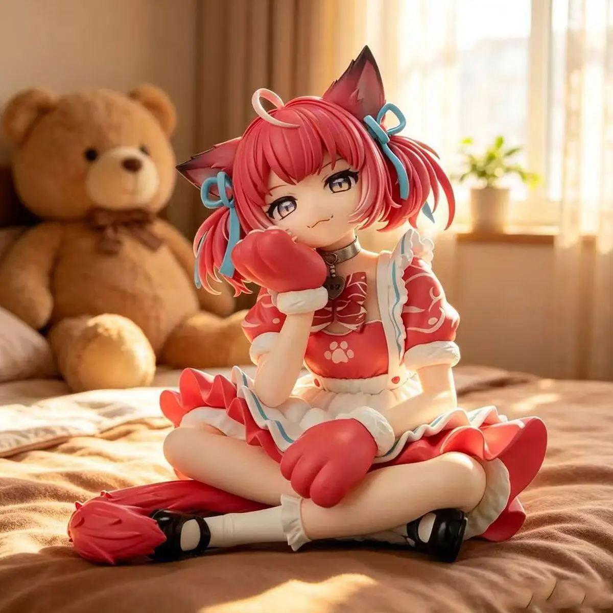 Virtuelle YouTuberin Akami Karubi Sitzende Pose Anime-Figur Nudelstopper PVC Sammlermodell Desktop-Ornament Geschenk
