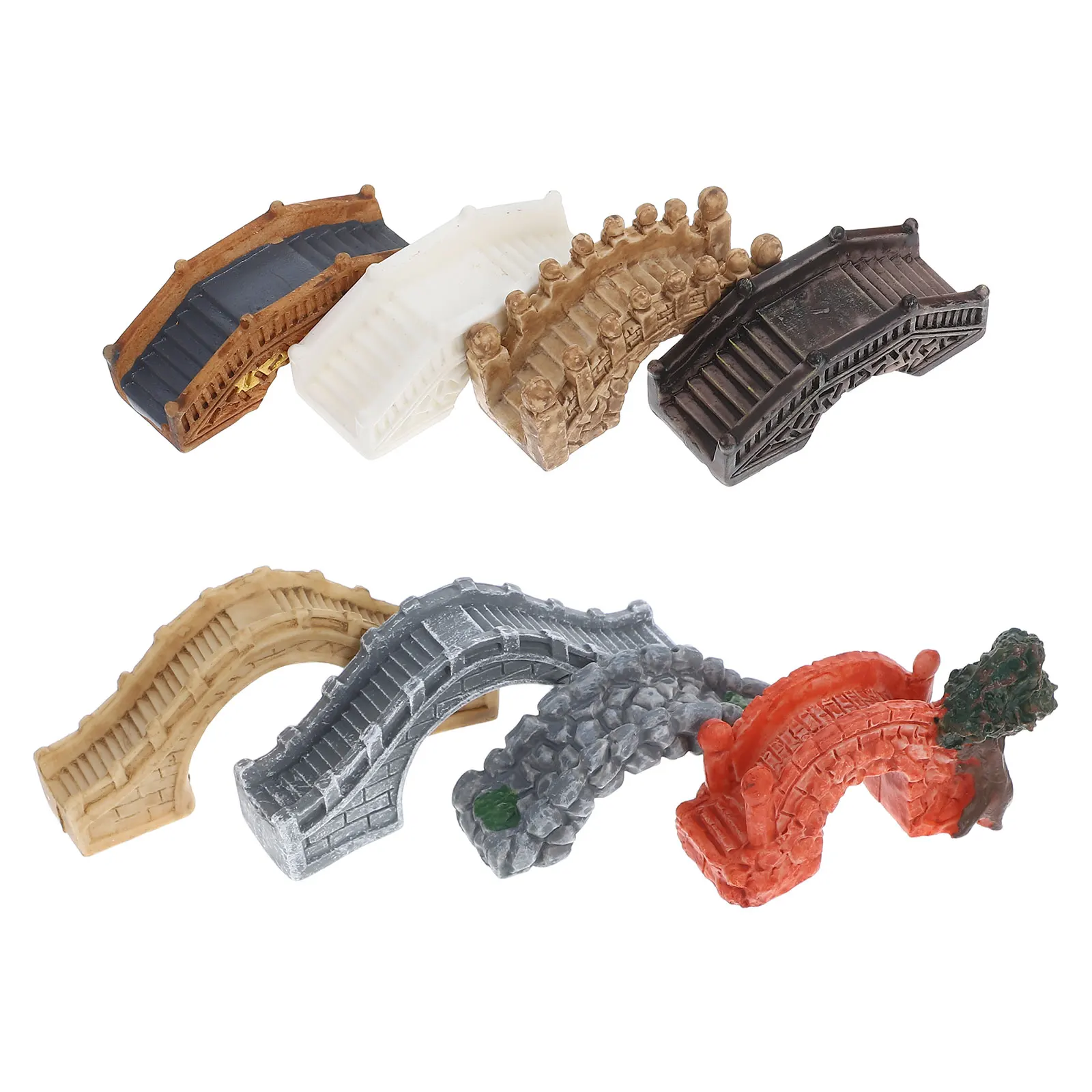 

8 Pcs Miniature Arch Bridge Micro Landscape Decorative Resin Accessories for Fairy Garden Outdoor Indoor Ornaments Mini Pond