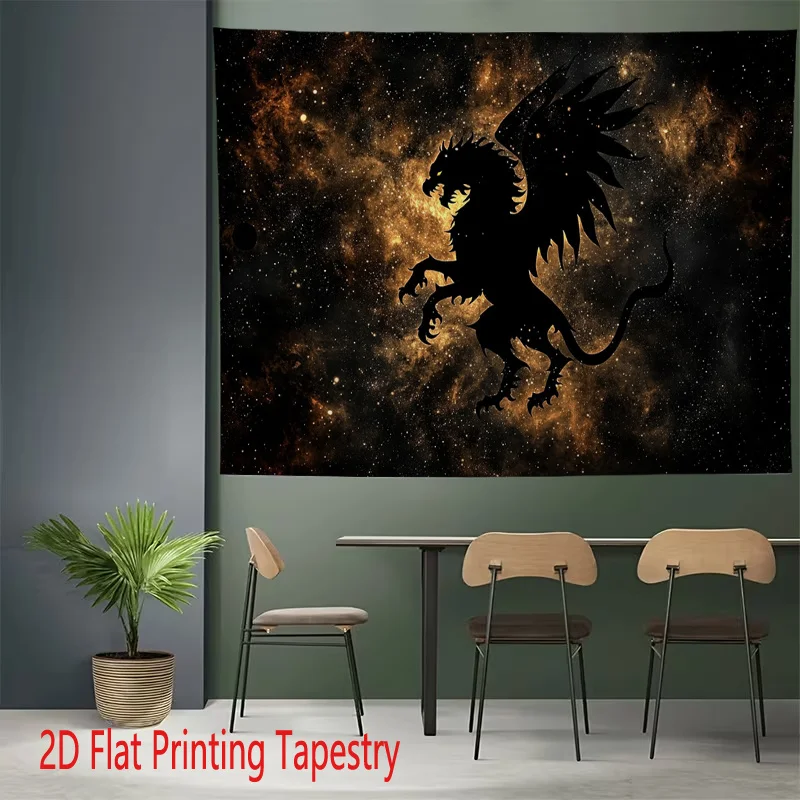 Luxurious Cosmic Galaxy Dragon Tapestry Wall Hanging Space Fantasy Art Celestial Decor Backdrop for Living Room 180x280cm