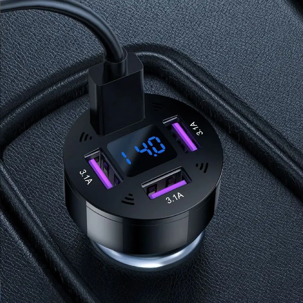

12/24 V Mini USB Car Charger Digital Display Super Fast Charging Car Lighter Socket Durable Charger Adapter