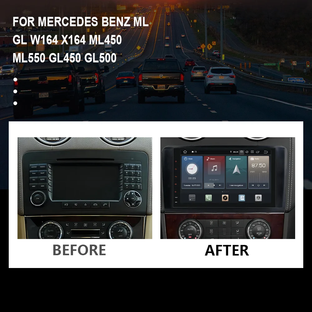 CHSTEK Car Radio Carplay For Mercedes Benz W164 X164 ML450 ML550 GL450 GL500 ML GL Audio Bluetooth Navigation WIFI 4G Android 14