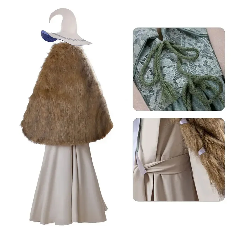 Ranni Game Elden Cosplay Witch Ranni Costume Wig Dress Ring Cloak Hat Woman Man Carnival Party Cape Uniform Set S-XXXL