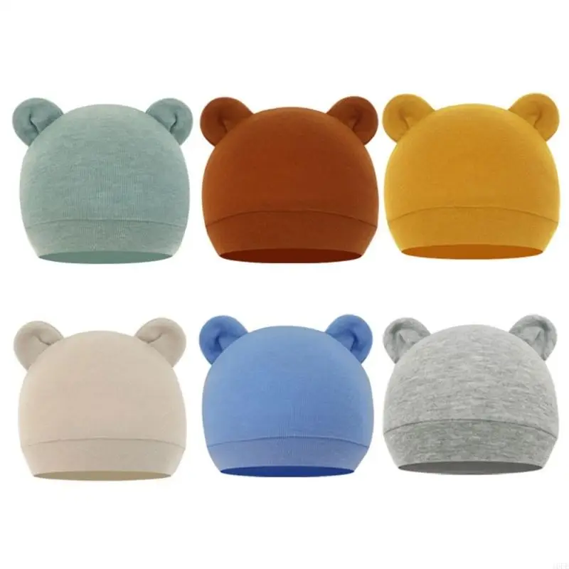 16FE Warm Cotton Bear Hat Stretchy Soft Baby Infant Hats for Beanie