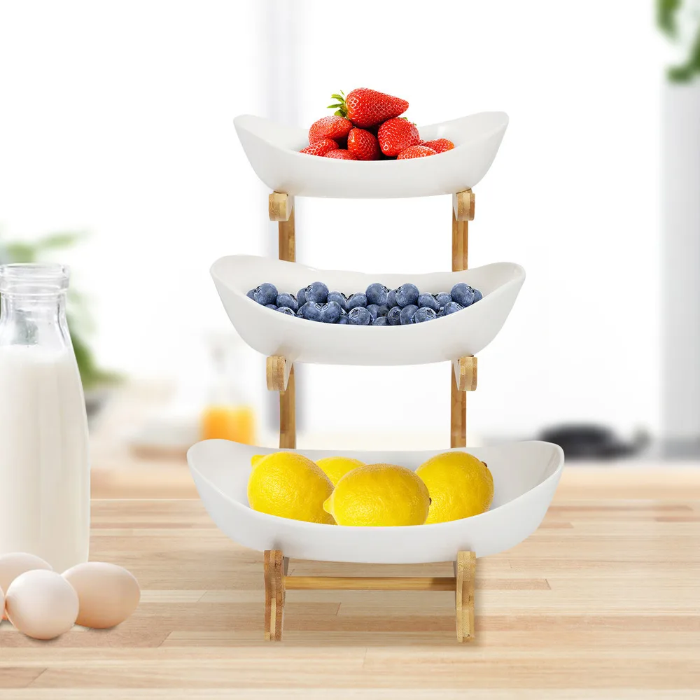 

3-Layer Fruit Tray Storage Rack Multifunctional Vegetables Snacks Storage Plate Holder Kitchenware Household Fruit Plate