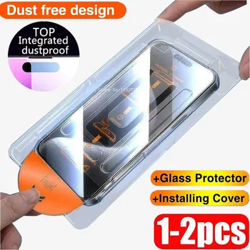 1/2 Ein-Klick-Installation Staubfreies Glas für iPhone 15 13 12 11 14 Pro Max Mini Plus X XR Displayschutzfolie für iPhone 15 Pro