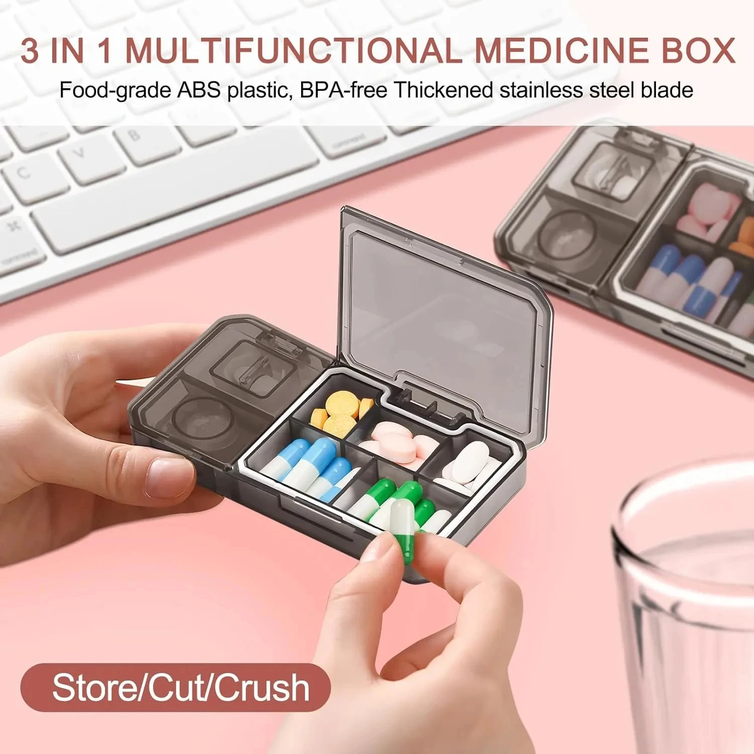 שלושה-in-אחד לרפואה חיתוך חנות חנות גלולת שחיקה תרופות נוחה מוצרים בריאות ריסוק מוצרים בריאות ריסוק