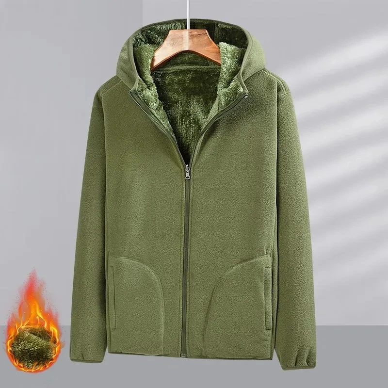 

Двусторонняя носимая флисовая куртка для мужчин, повседневная зимняя одежда, плотное мужское пальто, теплое пальто с капюшоном на молнии, толстовки, свободные куртки