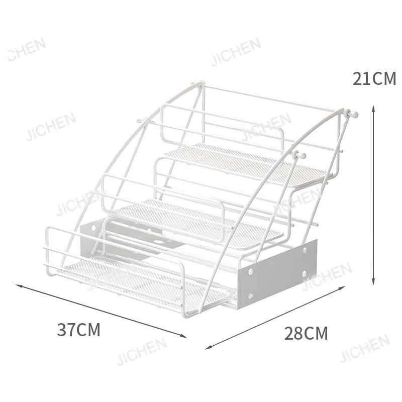 

Кухонная полка для бутылок с приправами, многослойная выдвижная полка для приправ из кованого железа, стеллаж для хранения шкафа для гостиной