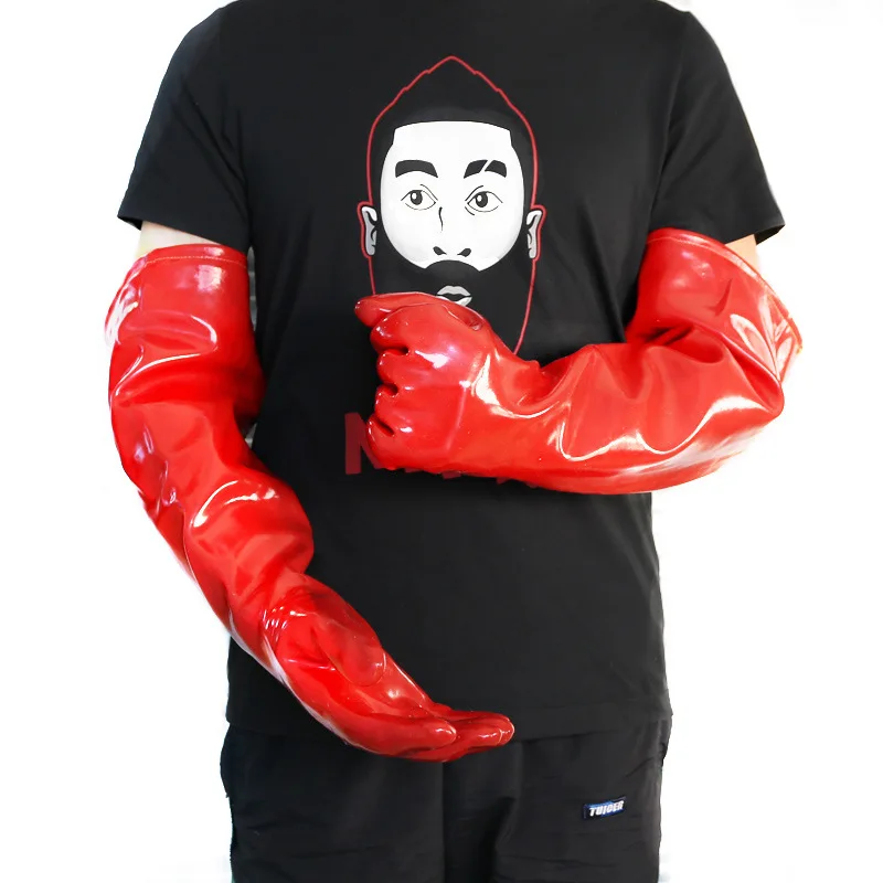 قفازات مقاومة لدرجات الحرارة العالية 250 درجة، تأمين العمل، صناعي طويل سميك PVC مضاد للبخار، مقاوم للماء والزيت