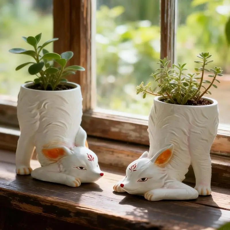 Creative Nine Tailed Foxes Flower Pot Indoor Home Decorative Planter Ornament Gift for Succulents And Cactuses B03E