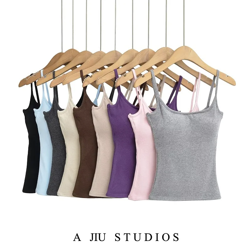 

Slim Fit Strap Vest Women's Base irt Pure Desire Spicy Girl Tightening Thin Top Street Sle ort Length Color